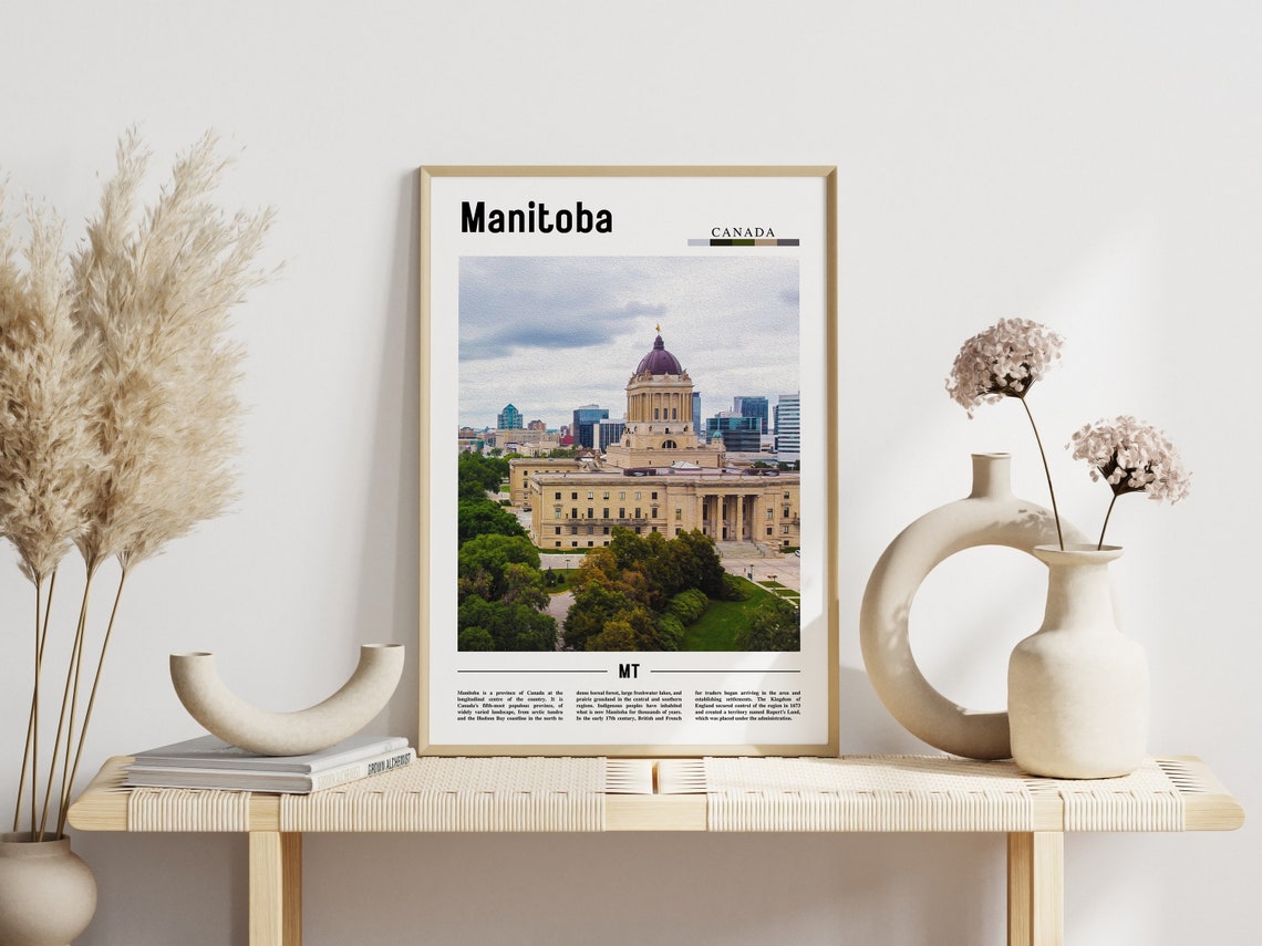 Manitoba Print Manitoba Poster Manitoba Wall Art Minimal Travel Print Minimal City Poster Travel Destination Print Oil Painting Poster - Image 3