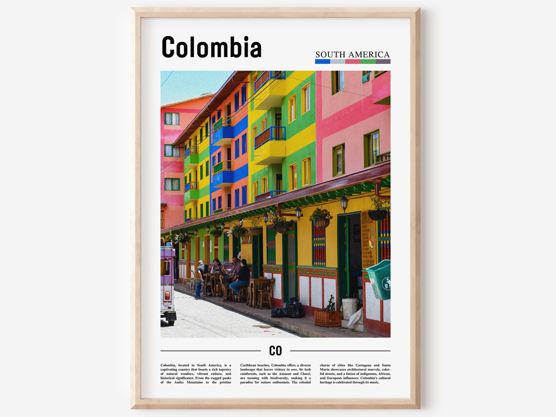 Colombia Poster Colombia Print Colombia Wall Art South America Poster South America Print Travel Poster