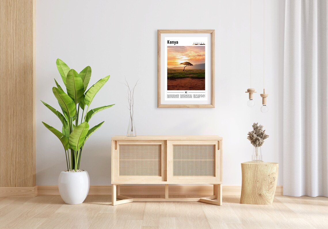 Kenya Africa Golden Savanna Sunset Acacia Color Travel Poster - Image 2
