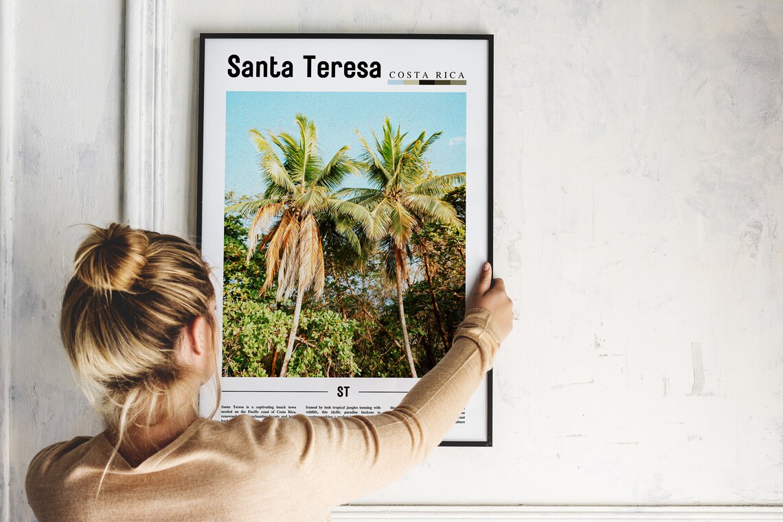 Santa Teresa Costa Rica Palm Trees Tropical Beach Travel Poster - Image 2