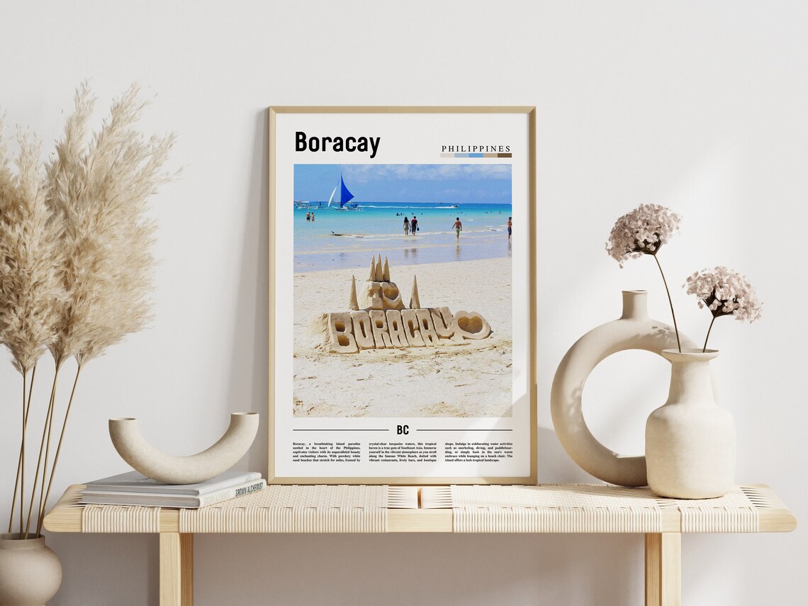 Boracay Philippines White Beach Sand Art Travel Photo Poster - Image 3