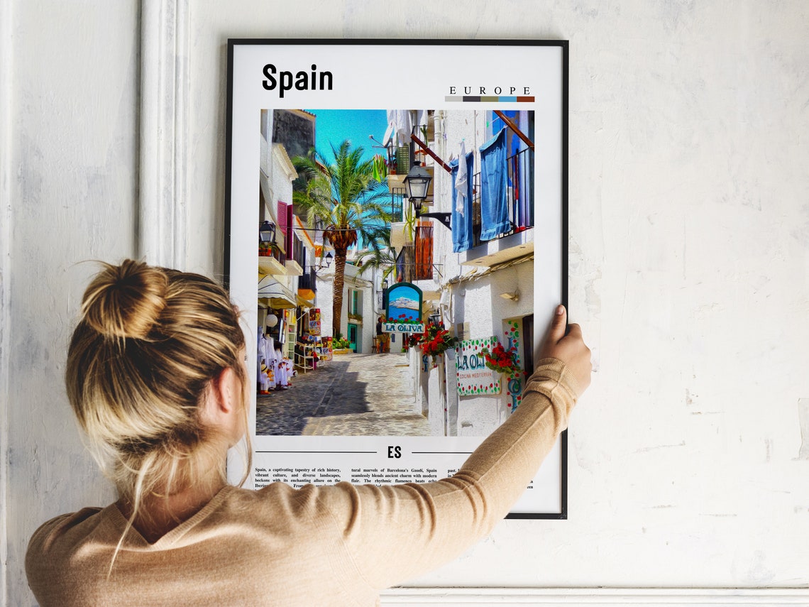 Spain Europe Whitewashed Old Town Street Mediterranean Travel Poster - Image 2