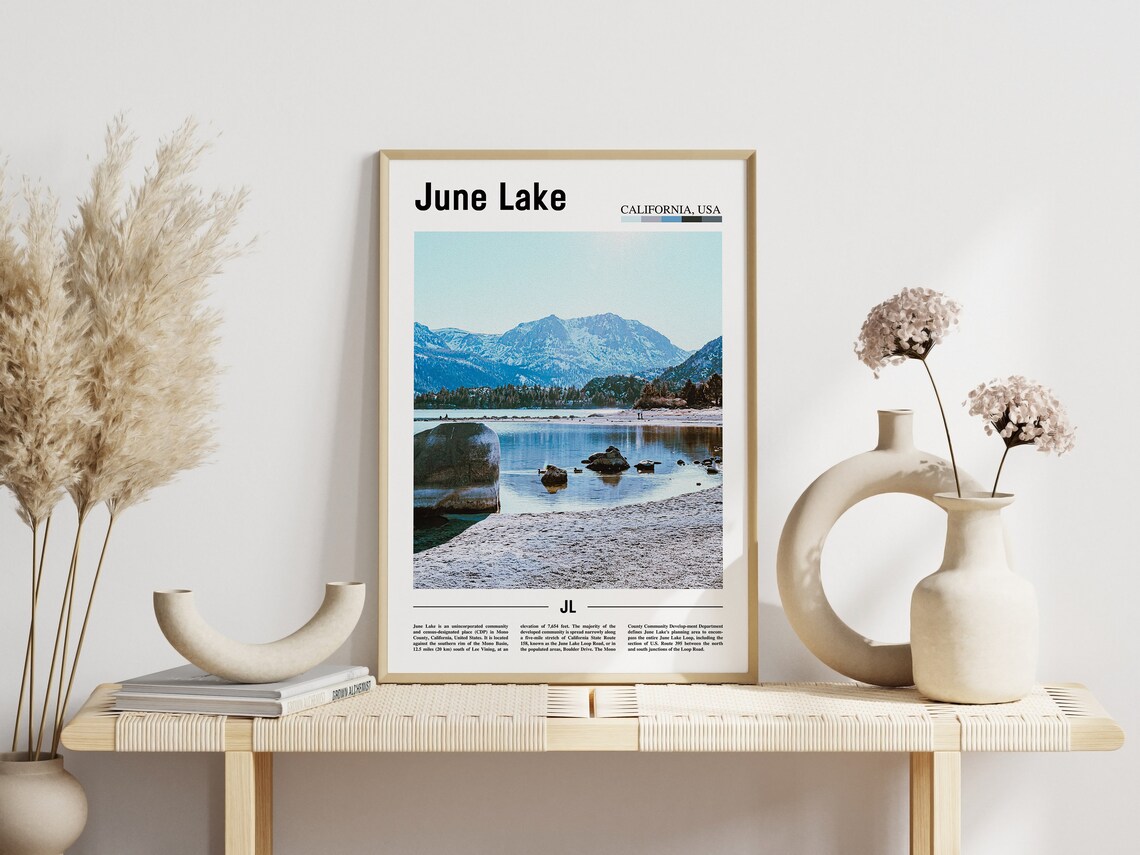 June Lake California Sierra Mountains Lake Shore Travel Poster - Image 3