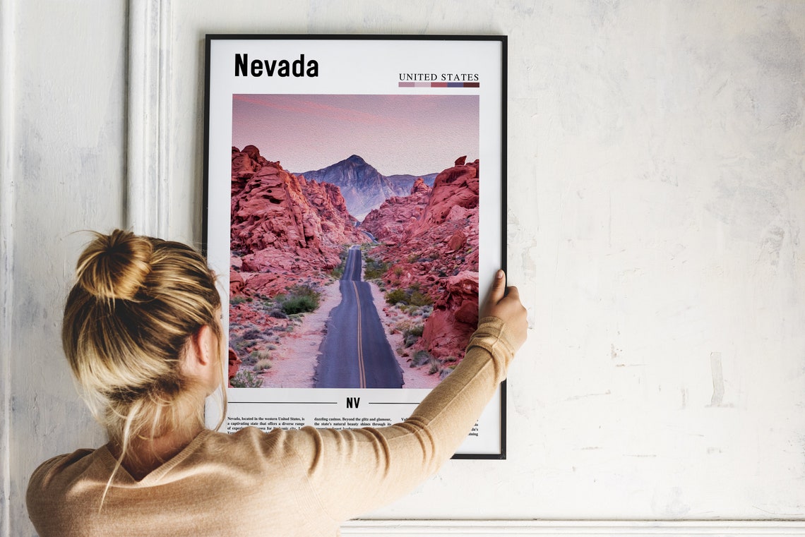 Nevada Poster Nevada Print Nevada Wall Art United States Photo United States Poster United States Print Travel Poster - Image 2