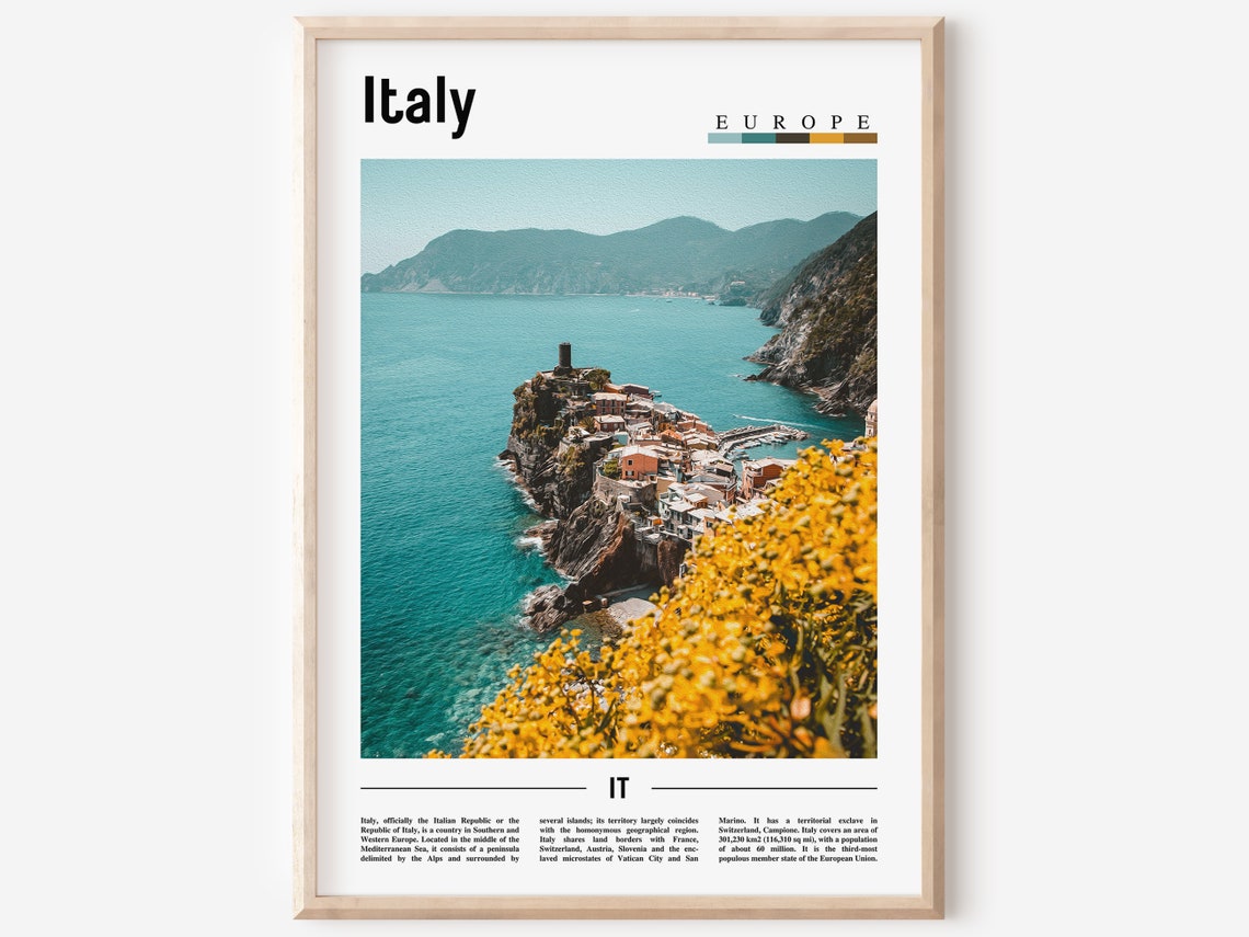 Italy Cinque Terre Coastal Village Cliffs Seaside View Poster Art