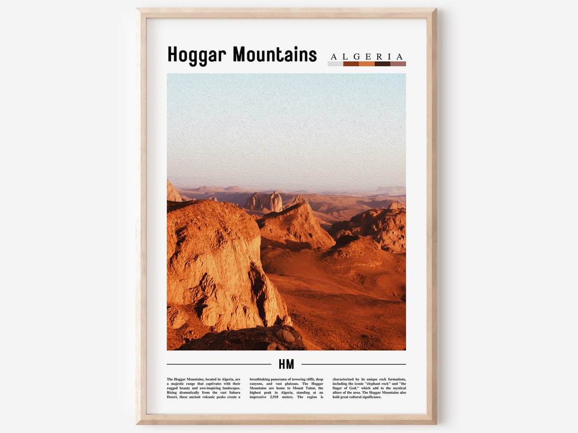 Hoggar Mountains Algeria Red Rock Desert Sunset Scene Poster