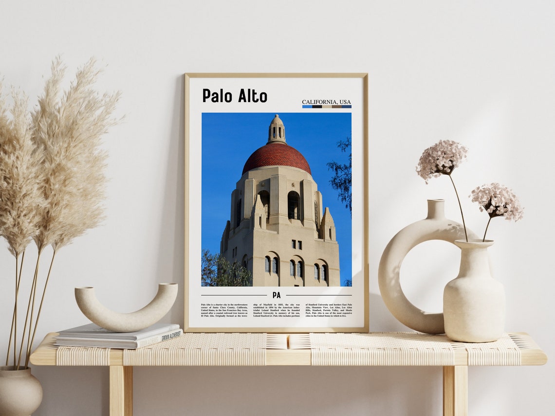 Palo Alto Print Palo Alto Poster Palo Alto Wall Art Minimal Travel Print Minimal City Poster Travel Destination Print Oil Painting Poster - Image 3