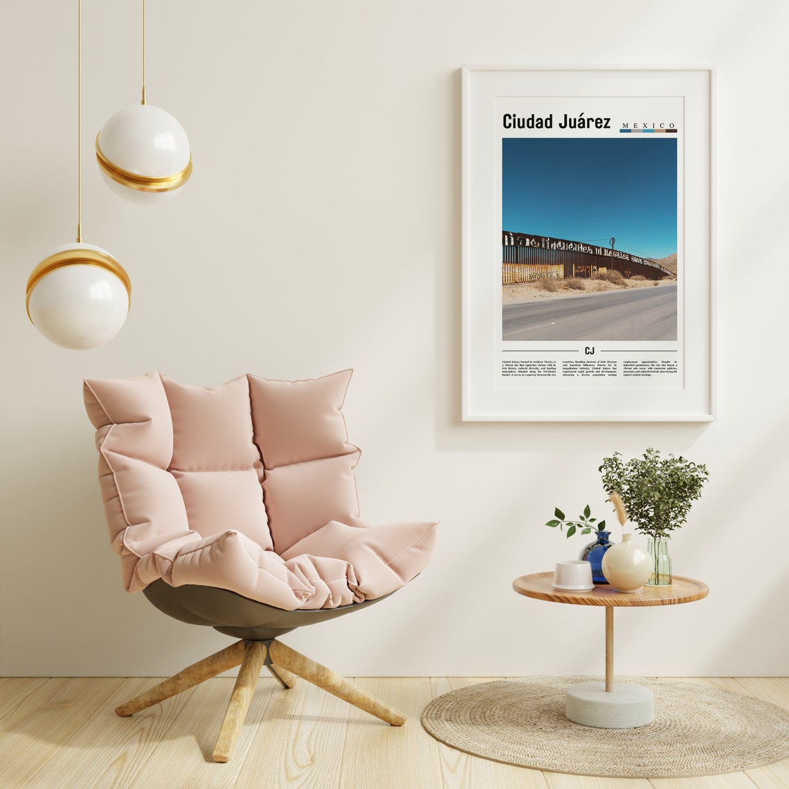Ciudad Juarez Mexico Border Fence Minimal Travel Photography Poster - Image 3