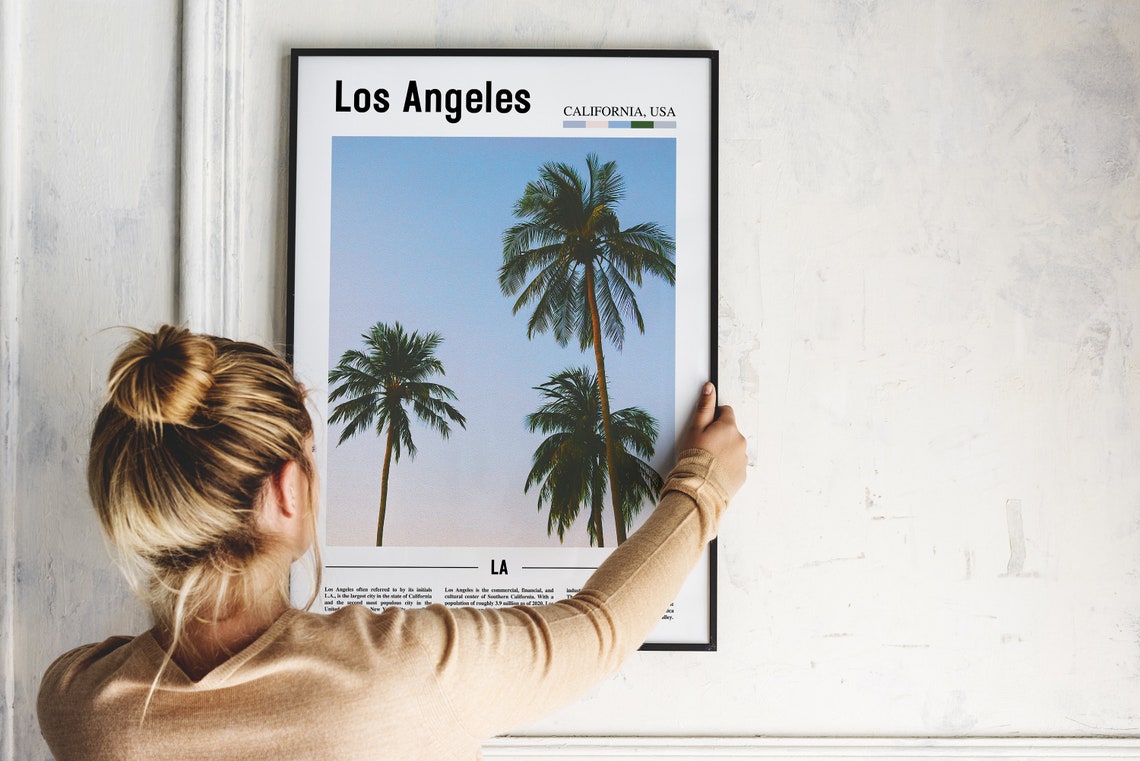 Los Angeles Print Los Angeles Poster Los Angeles Wall Art Oil Painting Poster City Print City Artwork Travel Artwork Travel Wall Art - Image 2
