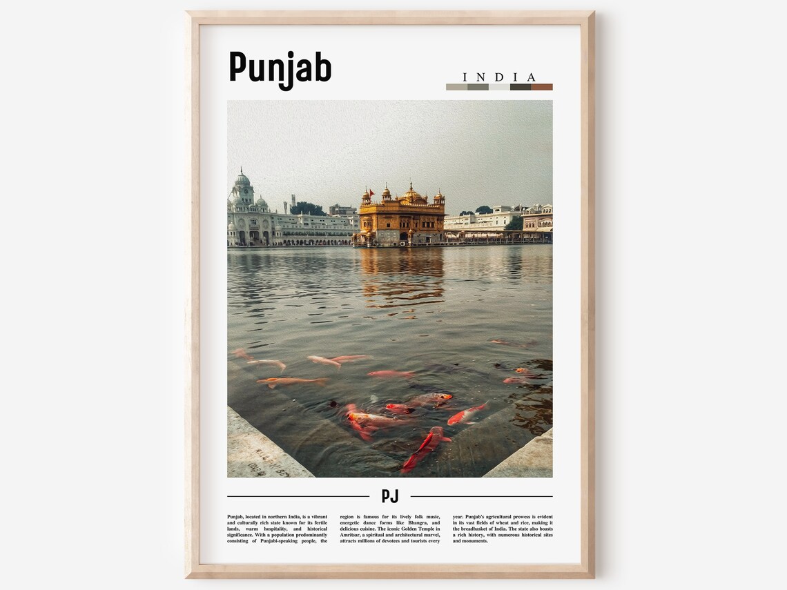 Punjab India Golden Temple Amritsar Sacred Pond Travel Poster