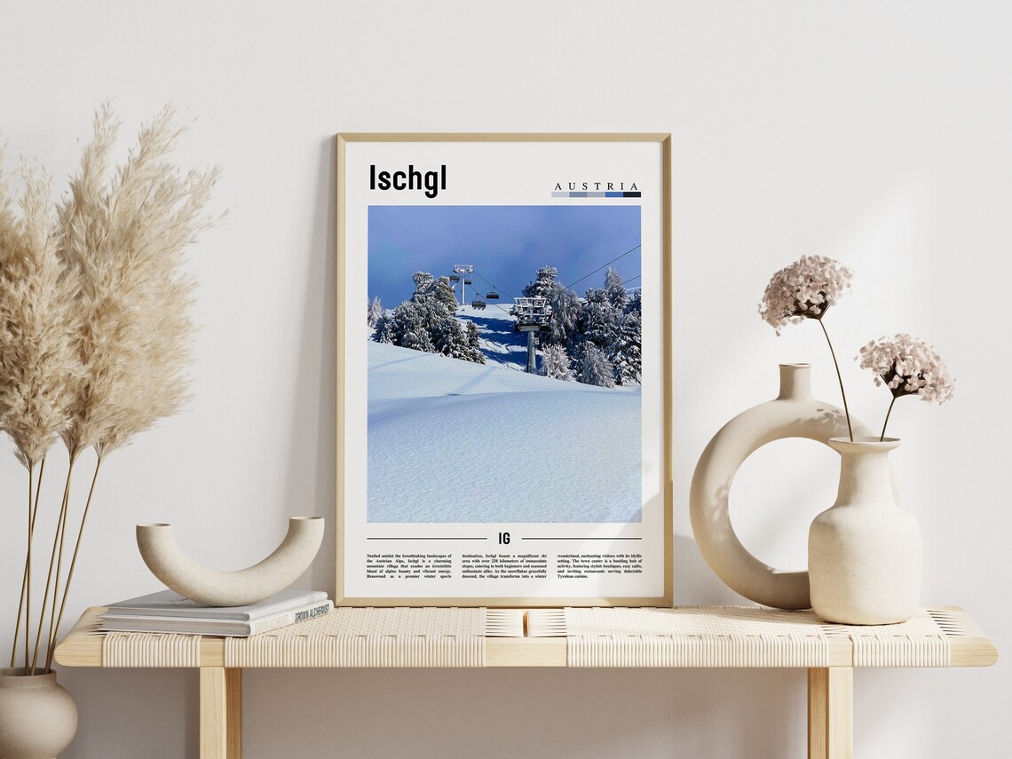 Ischgl Austria Snowy Alpine Ski Slopes Chairlift Winter Travel Poster - Image 3
