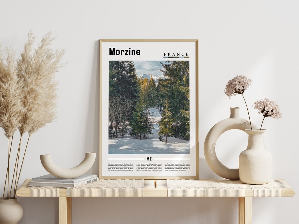 Morzine Print Morzine Poster Morzine Wall Art Minimal Travel Print Minimal City Poster Travel Destination Print Oil Painting Poster - Image 3