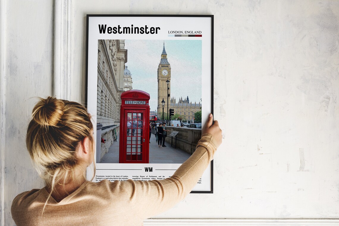 Westminster London England Red Telephone Box Travel Photo Poster - Image 2