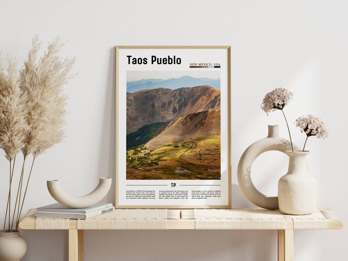 Taos Pueblo New Mexico Alpine Mountain Slopes Photo Art Poster - Image 3