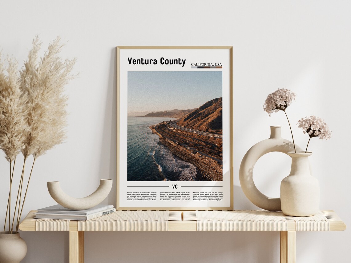 Ventura County Minimal Travel Poster, Oil Painting Style - Image 3