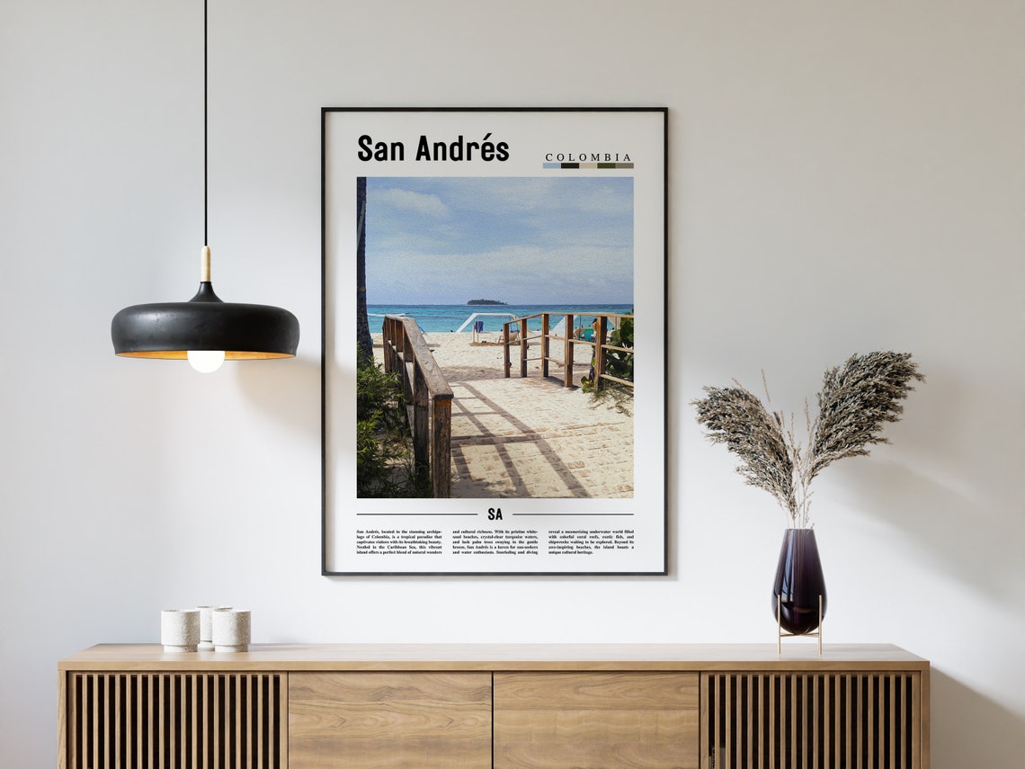 San Andres Colombia Caribbean Beach Boardwalk Tropical Travel Poster - Image 2