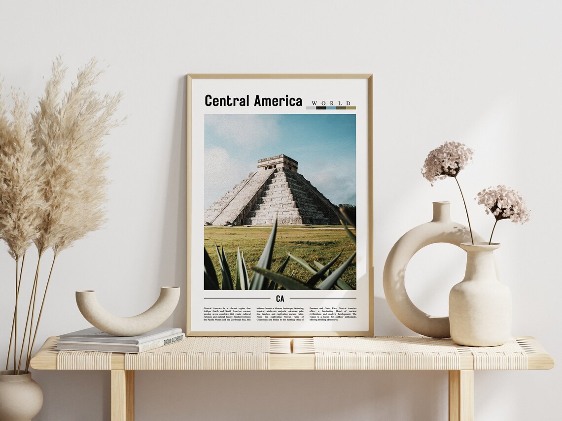 Central America Poster Central America Print Central America Wall Art Minimal Travel Print Travel Destination Oil Painting Poster - Image 3