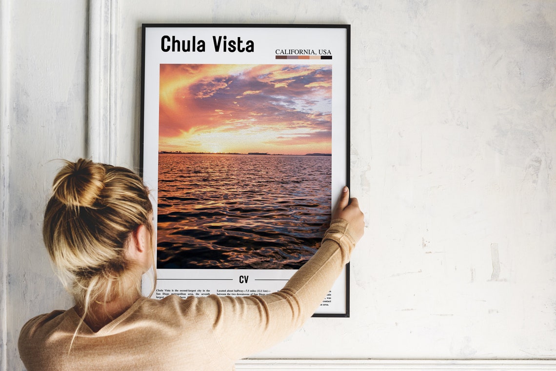 Chula Vista California Sunset Bay Water Minimal Travel Poster - Image 2