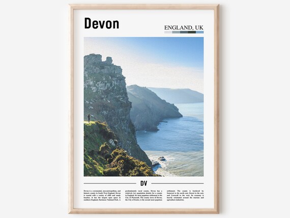 Devon England UK Dramatic Cliffs Coastline Sea View Travel Poster