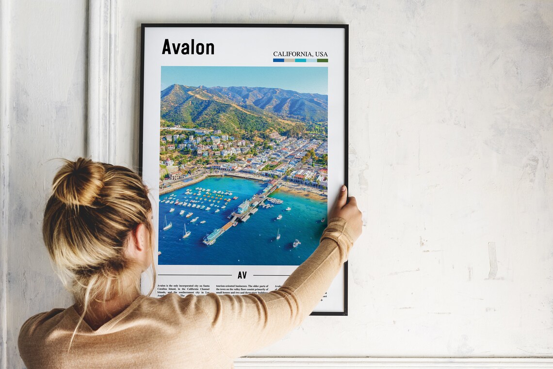 Avalon California Catalina Island Harbor Minimal Travel Poster - Image 2