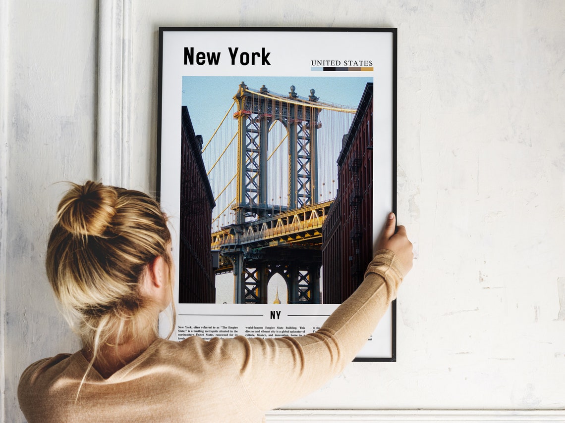 New York City Manhattan Bridge DUMBO Brooklyn Travel View Poster - Image 2