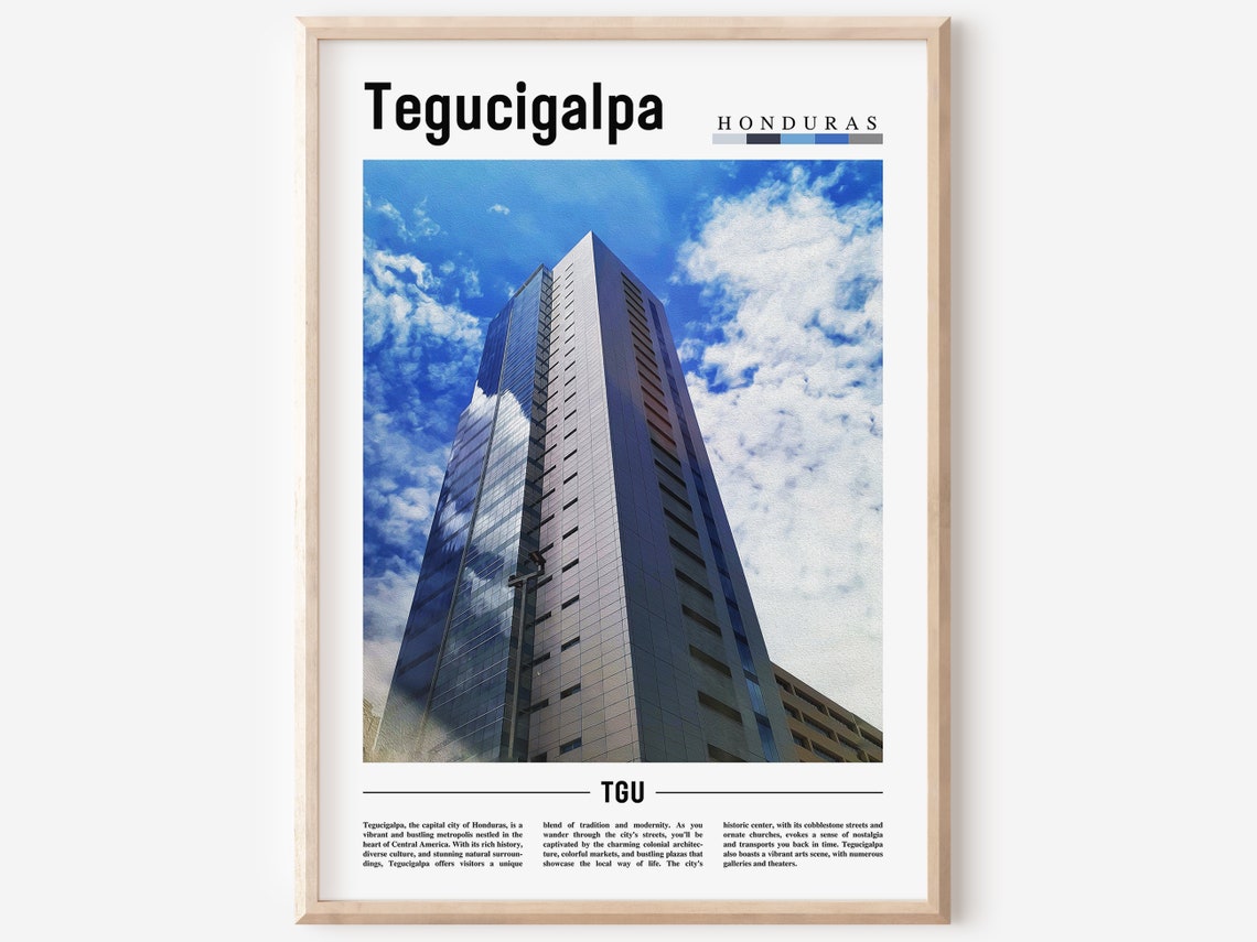 Tegucigalpa Poster Tegucigalpa Print Tegucigalpa Wall Art Minimal Travel Print Travel Destination Oil Painting Poster