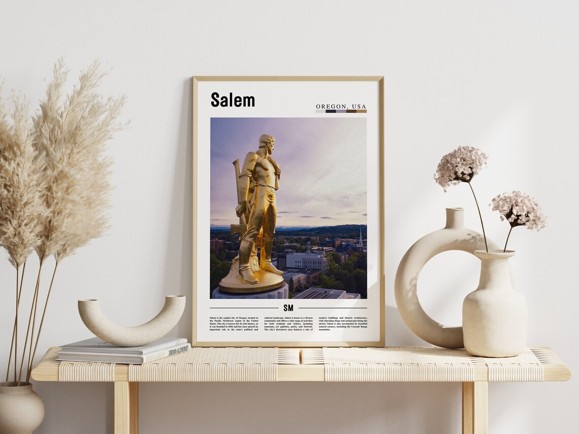 Salem Oregon Gold Pioneer Statue Capitol Dome Photo Art Poster - Image 3