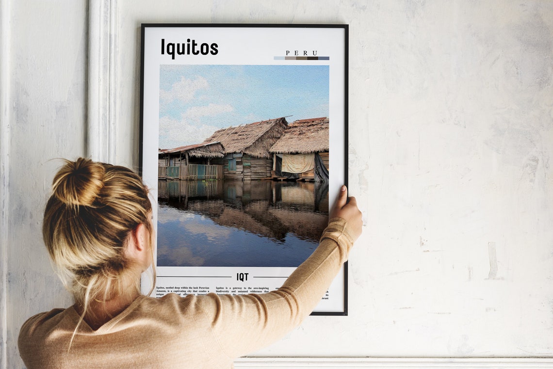 Iquitos Peru Amazon River Stilt Houses Minimal Travel Poster - Image 2