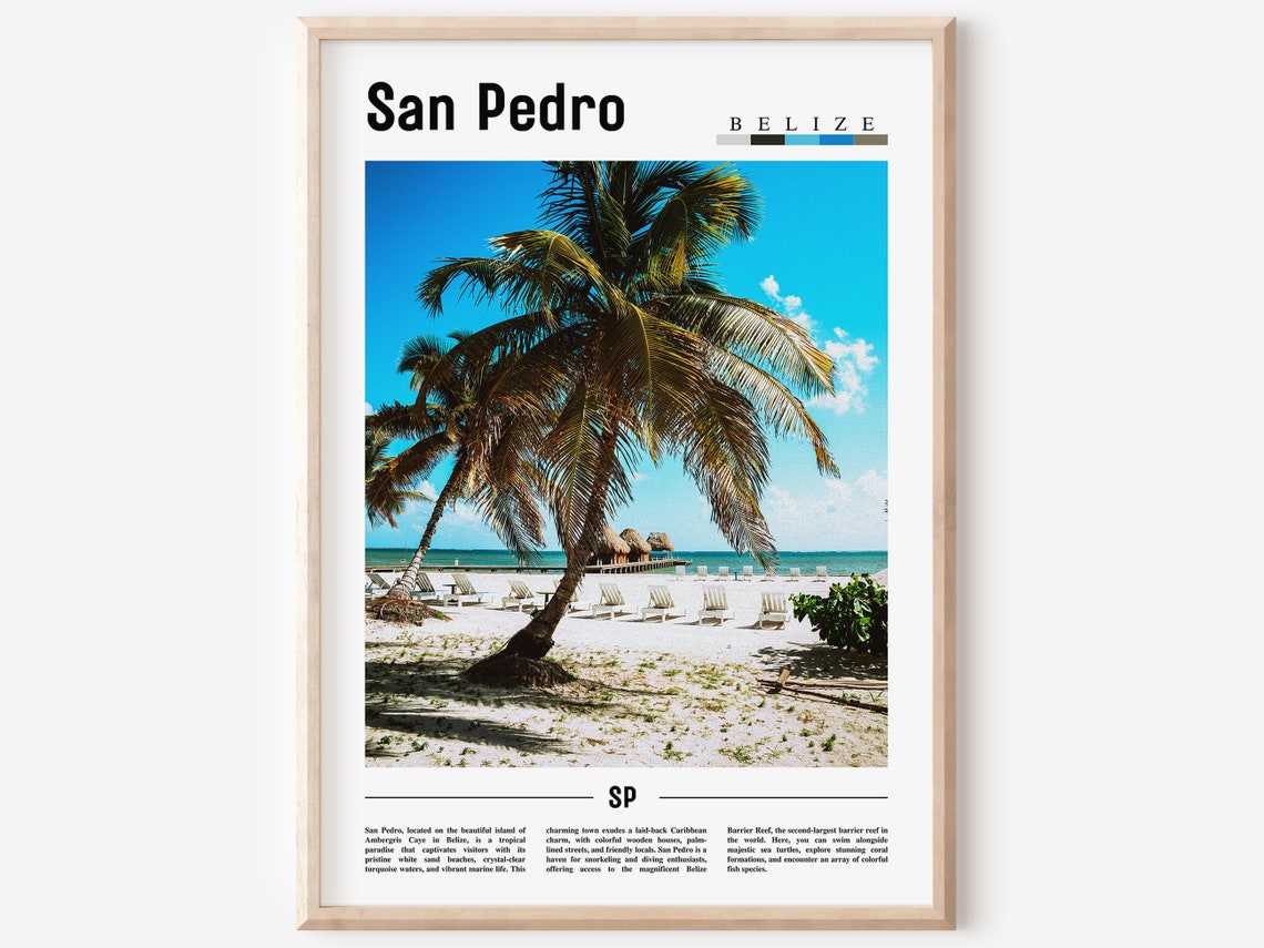 San Pedro Poster San Pedro Print San Pedro Wall Art Minimal Travel Print Travel Destination Oil Painting Poster