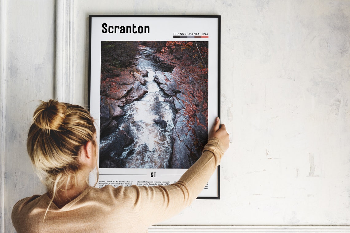Scranton Pennsylvania Rocky Autumn Stream Waterfall Nature Poster - Image 2