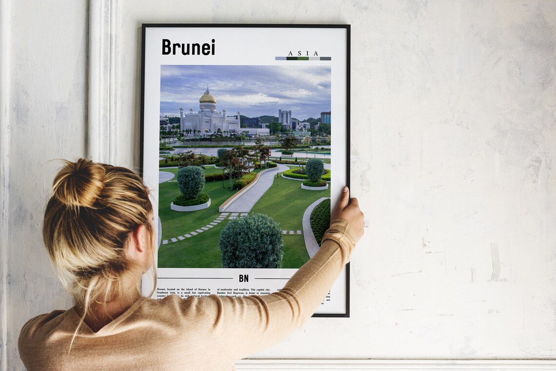 Brunei Golden Dome Mosque and Gardens Travel Poster Southeast Asia - Image 2