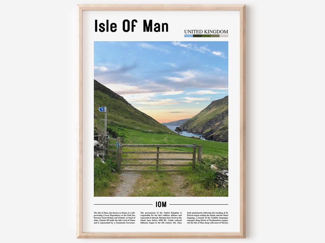Isle Of Man United Kingdom Coastal Valley Color Travel Poster