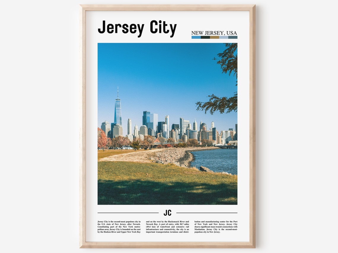 Jersey City Print Jersey City Poster Jersey City Wall Art Minimal Travel Print Minimal City Poster Travel Destination Oil Painting Poster