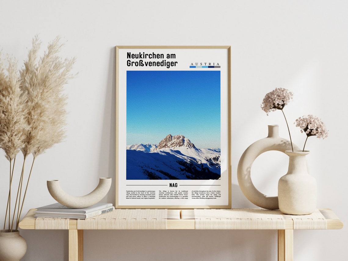 Neukirchen Austria Snowy Alpine Peak Winter Photo Travel Poster - Image 3