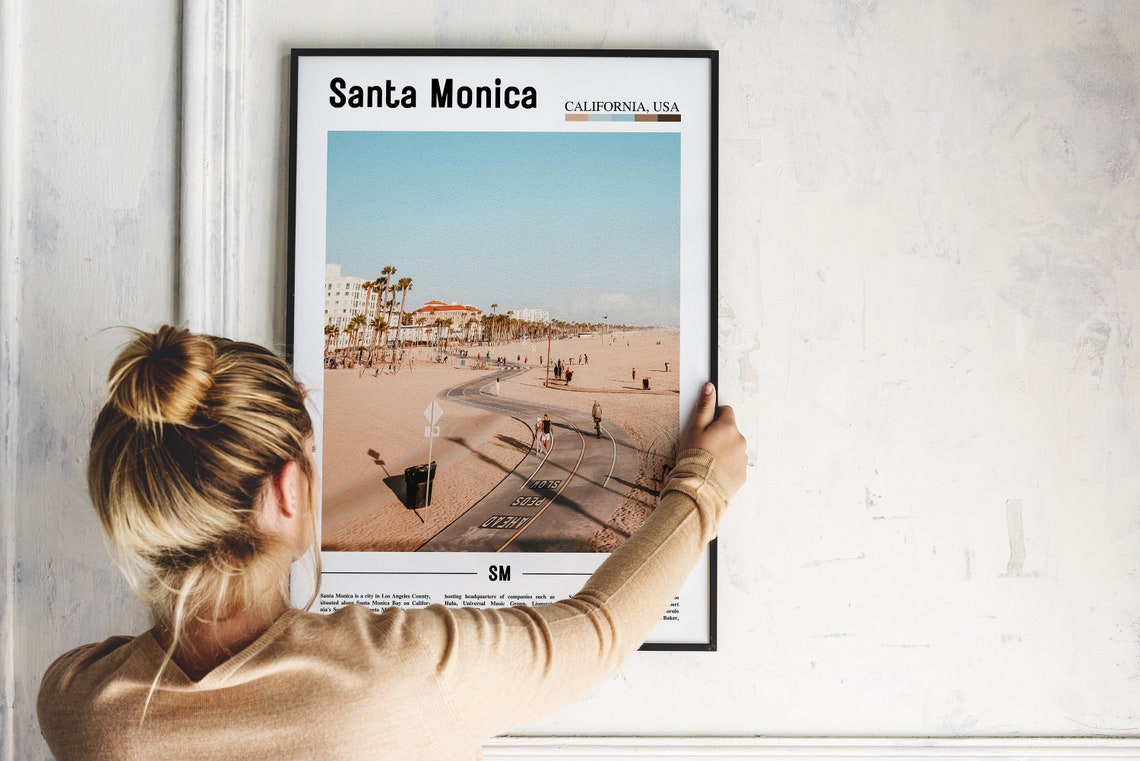 Santa Monica Print Santa Monica Poster Santa Monica Wall Art Minimal Travel Print Minimal City Poster Destination Oil Painting Poster - Image 2