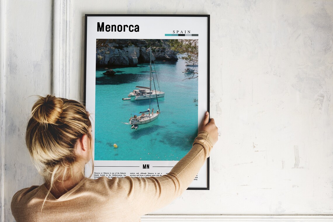 Menorca Spain Turquoise Cove Sailboat Bay Photography Travel Poster - Image 2