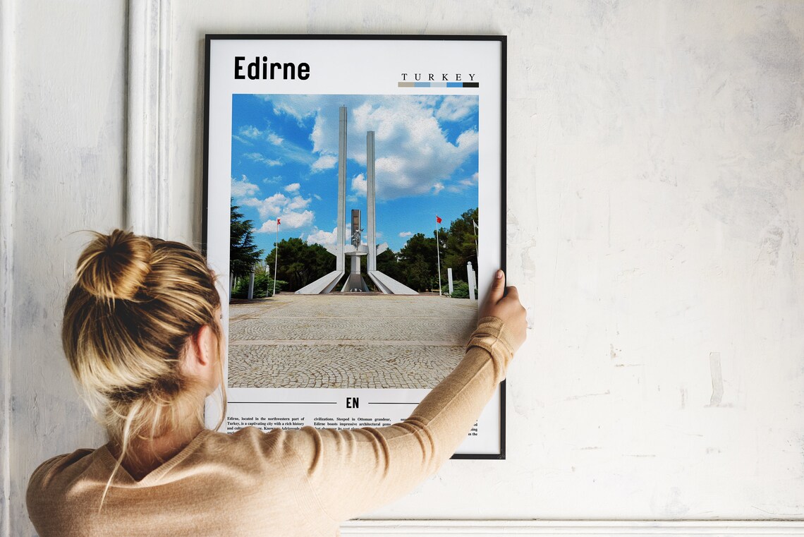Edirne Turkey Modern Monument Landmark City Skyline Travel Poster - Image 2
