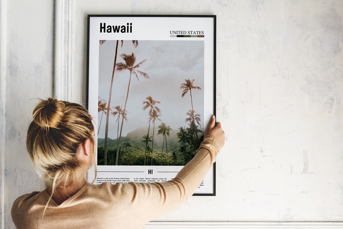 Hawaii Palm Trees Lush Green Valley Misty Tropical Photo Poster - Image 2