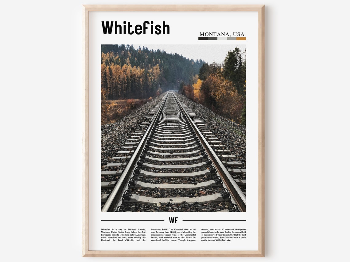 Whitefish Poster Whitefish Print Whitefish Wall Art United States Photo United States Poster United States Print Travel Poster