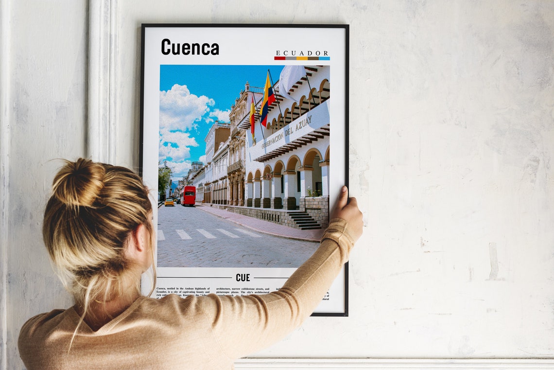 Cuenca Ecuador Colonial Old Town Street Flags Photo Travel Poster - Image 2