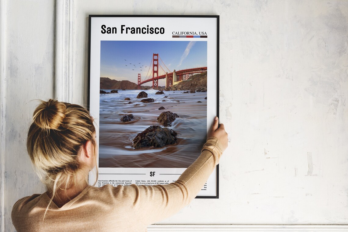 San Francisco Golden Gate Bridge California Iconic Travel Poster - Image 2