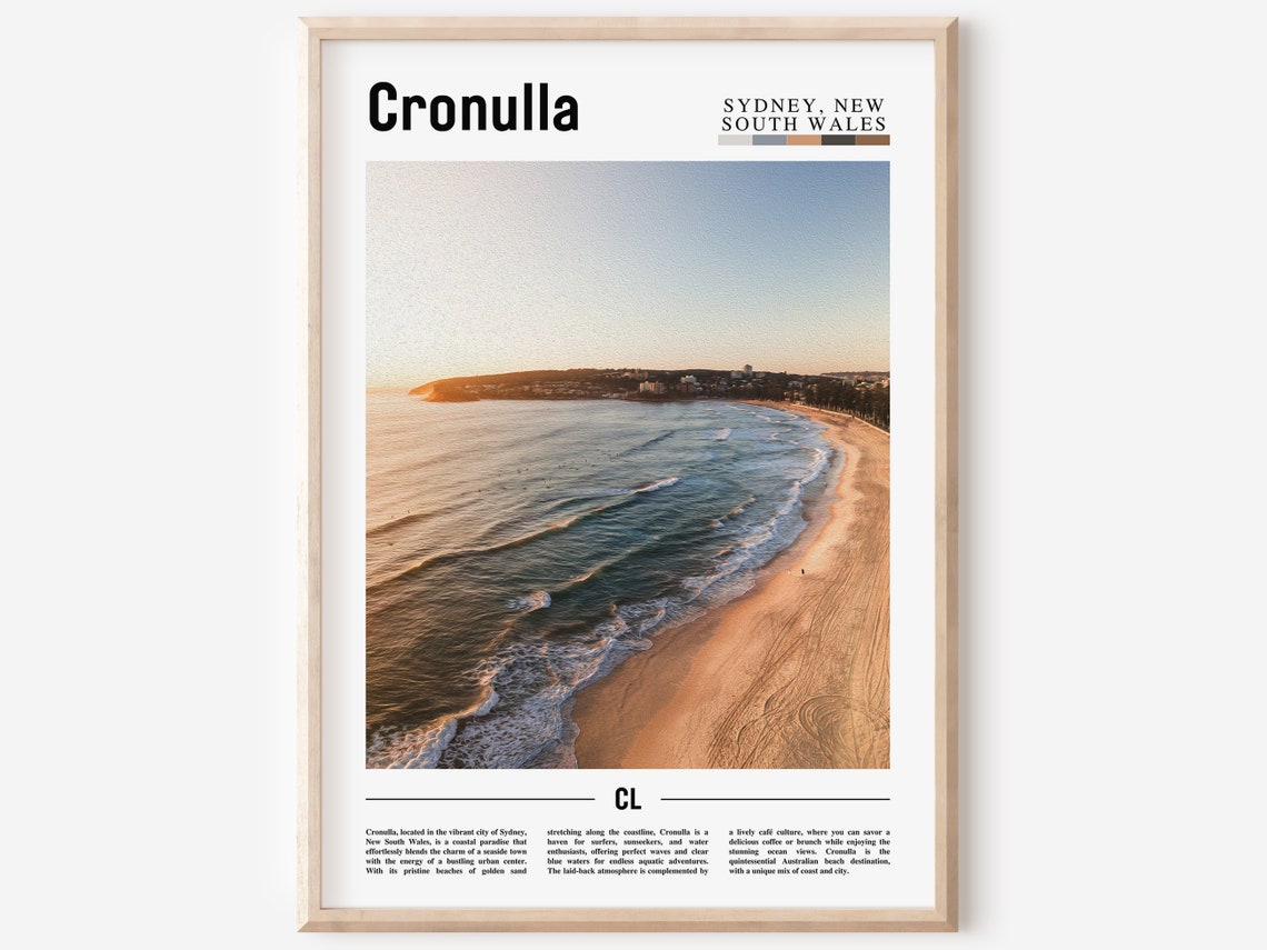 Cronulla Sydney New South Wales Beach Aerial Sunset Photo Poster