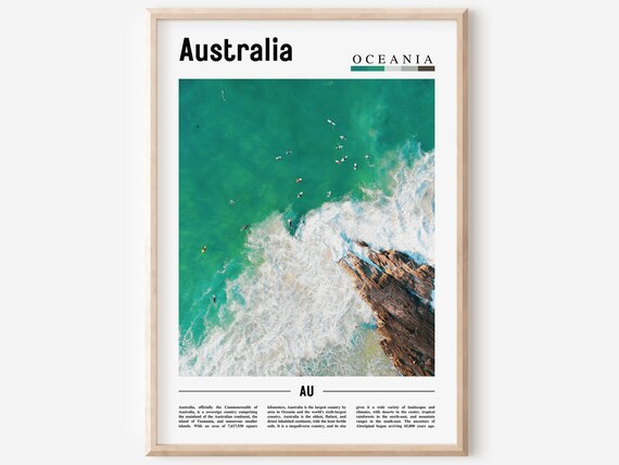 Australia Aerial Turquoise Ocean Surfers Breaking Waves Poster