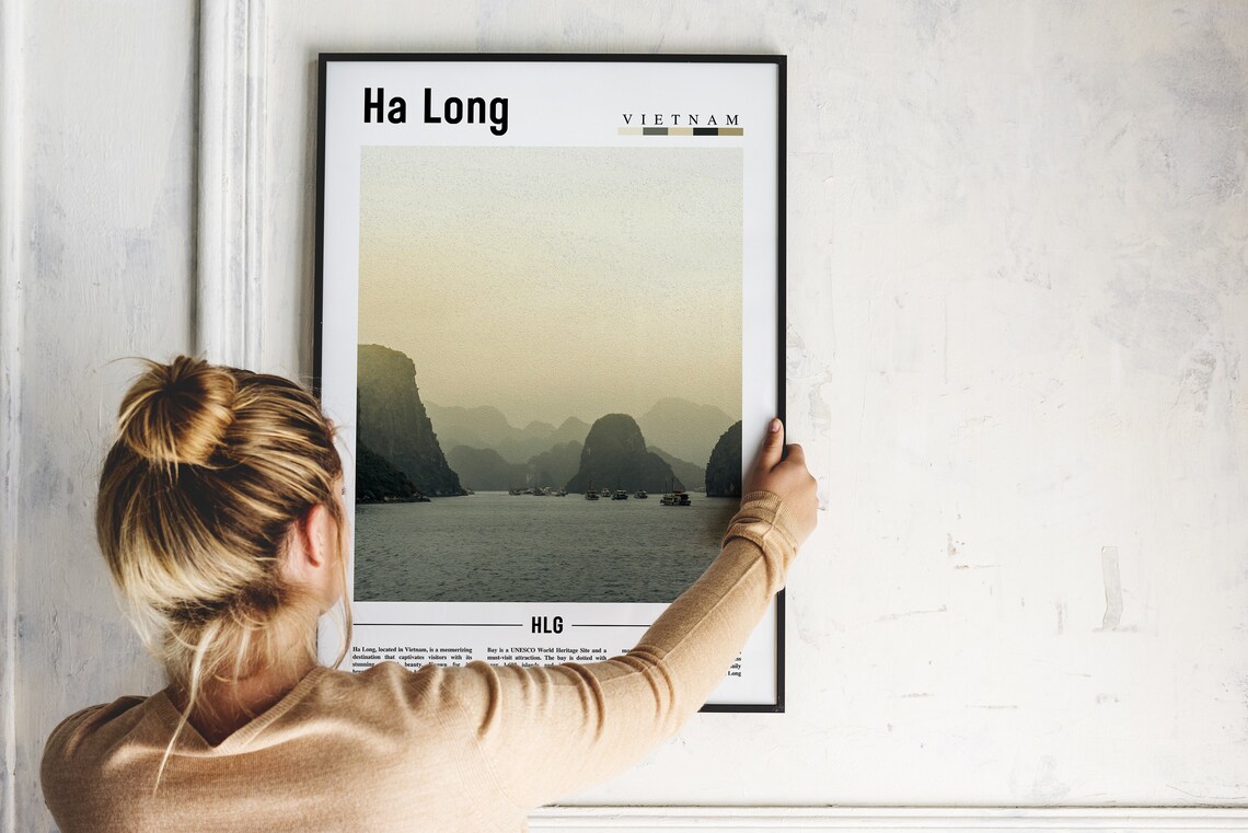 Ha Long Vietnam Limestone Karsts Bay Boats Misty Travel Poster - Image 2