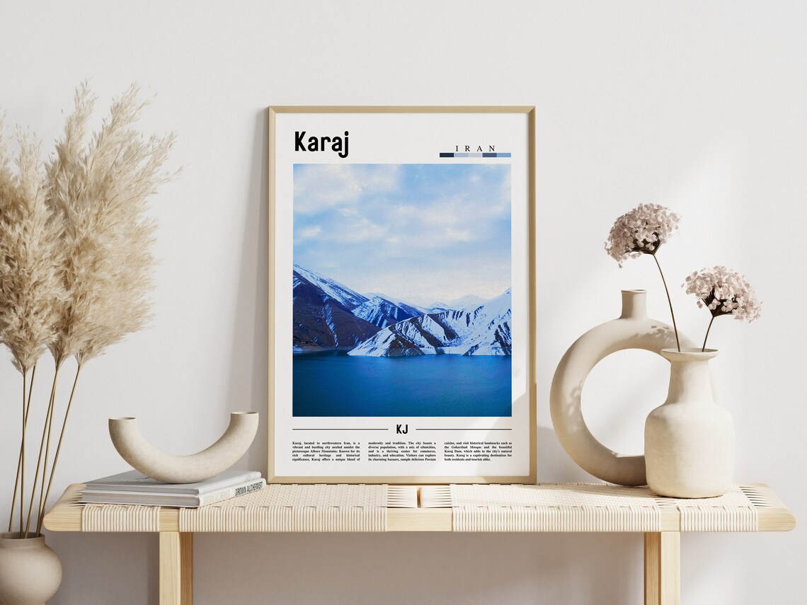 Karaj Iran Snowy Alborz Mountains Blue Lake Travel Photo Poster - Image 3