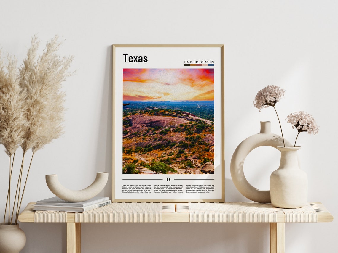 Texas Rocky Hilltop Sunset Travel Poster with United States Header - Image 3