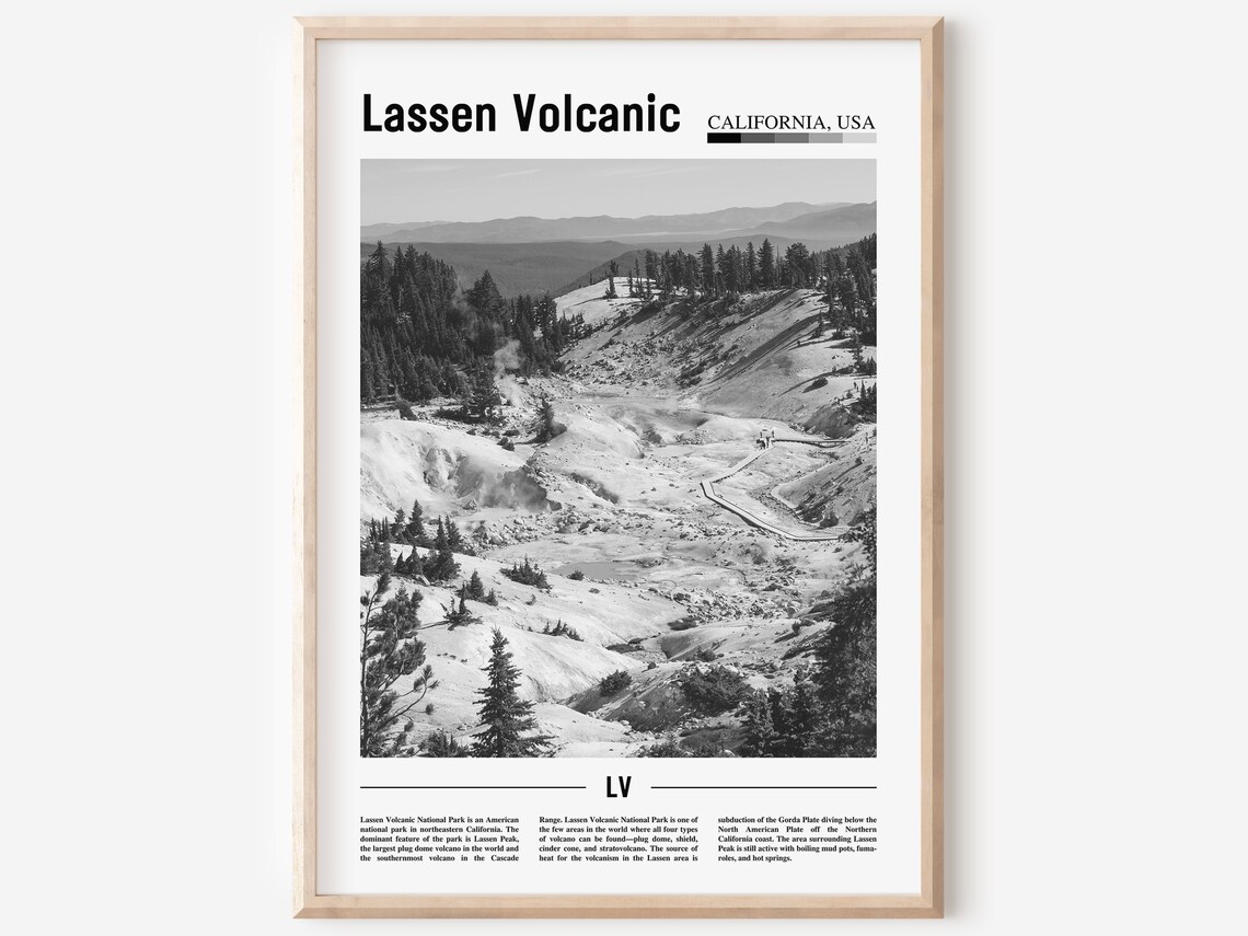 Lassen Volcanic National Park Black And White Wilderness Travel Poster