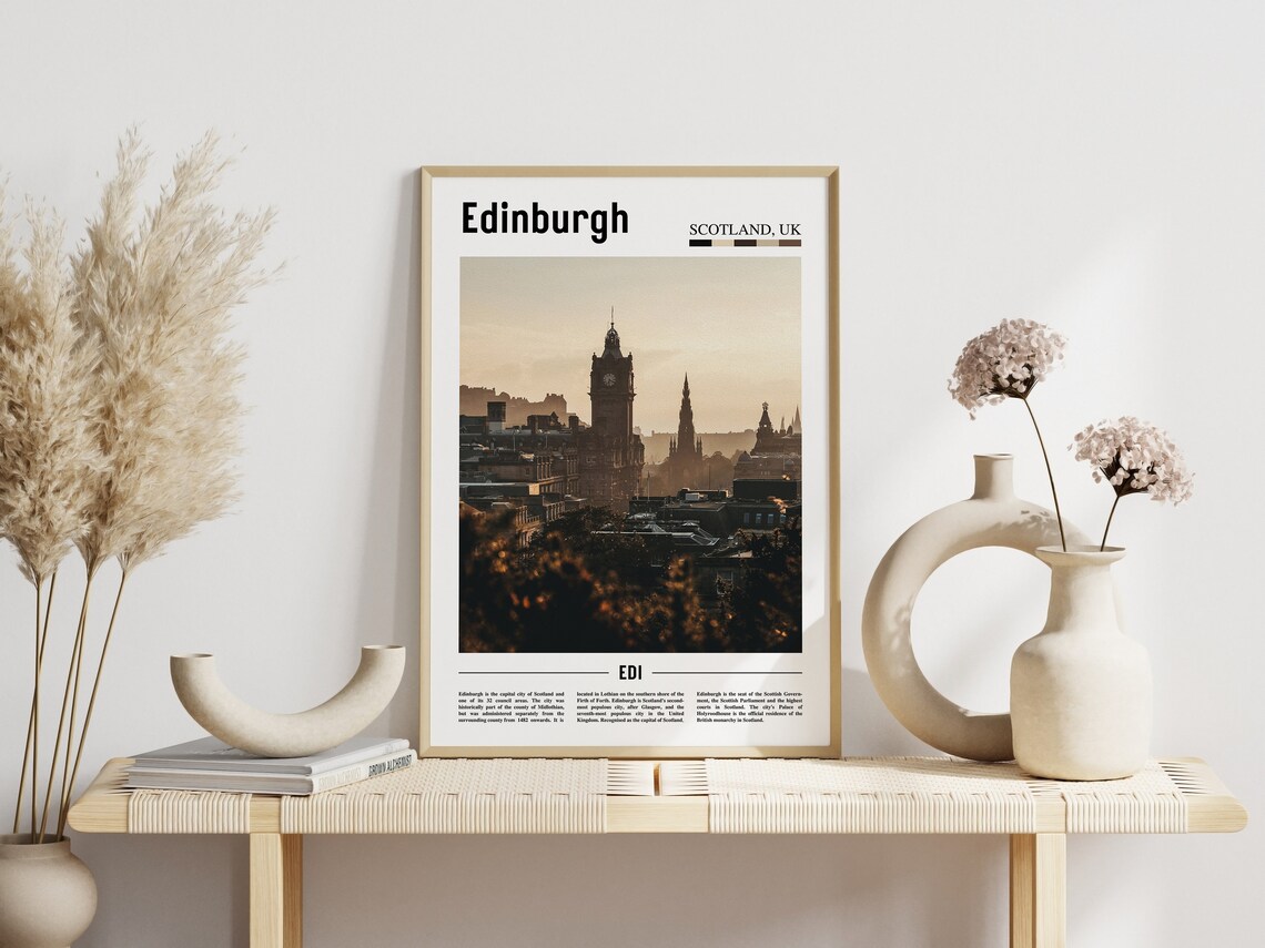 Edinburgh Poster Edinburgh Print Edinburgh Wall Art Minimal Travel Print Minimal City Poster Travel Destination Oil Painting Poster - Image 3