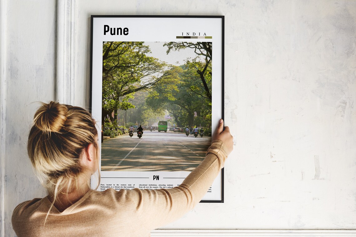 Pune India Tree Lined Avenue Street Morning Travel Photo Poster - Image 2