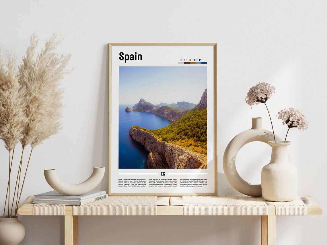 Spain Mediterranean Coastal Cliffs Turquoise Sea Travel Poster - Image 3